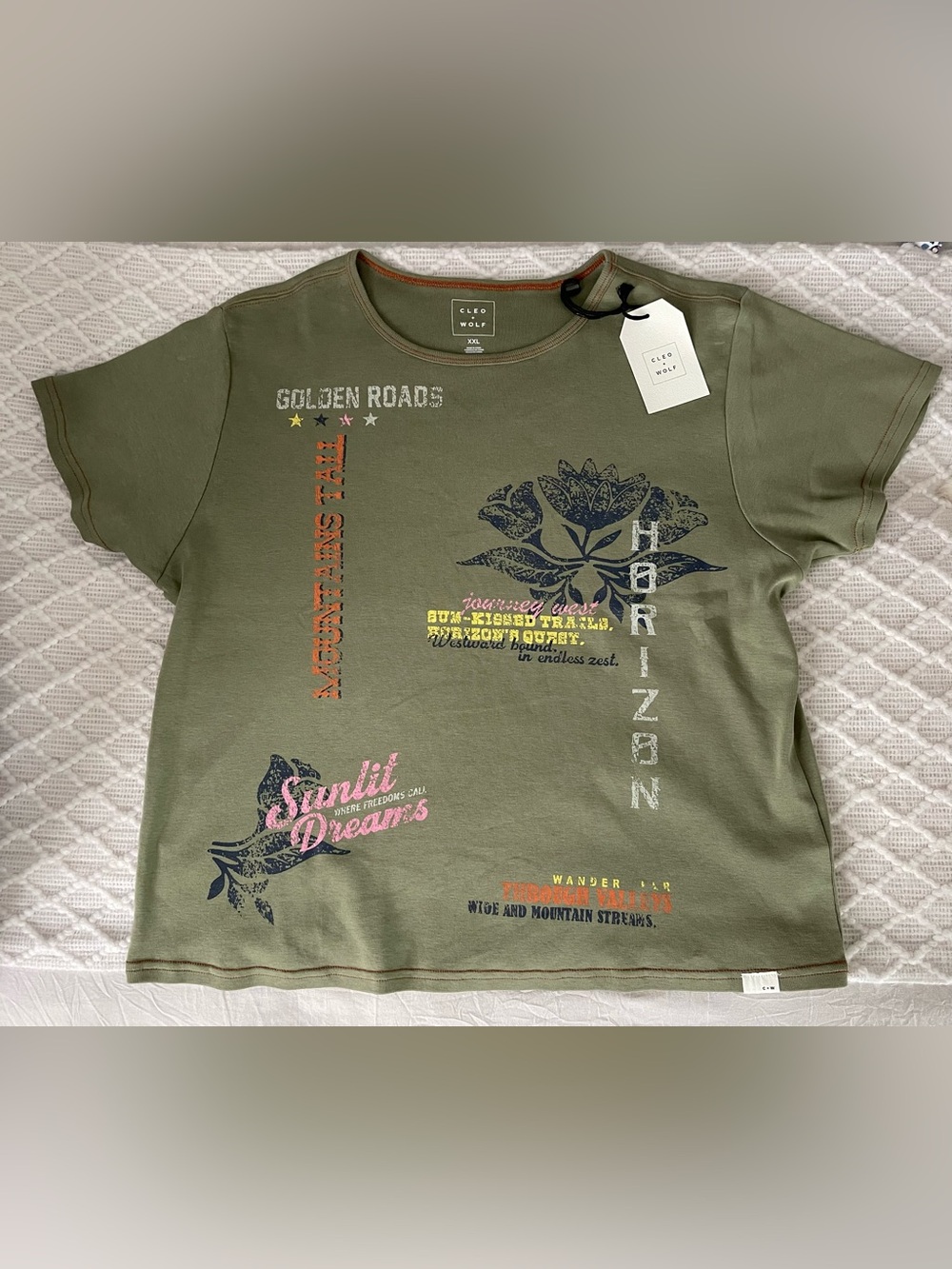 CLEO + WOLF WOMEN'S SOLID SHORT SLEEVE GRAPHIC BABY TEE- XXL - Picture 5 of 11